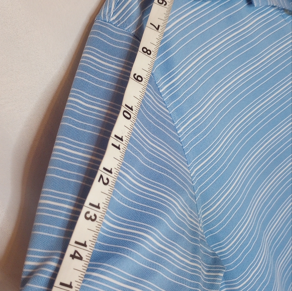 Nike Golf Men's Dri-Fit Blue White Striped Short Sleeve Polo  Large - Picture 11 of 11